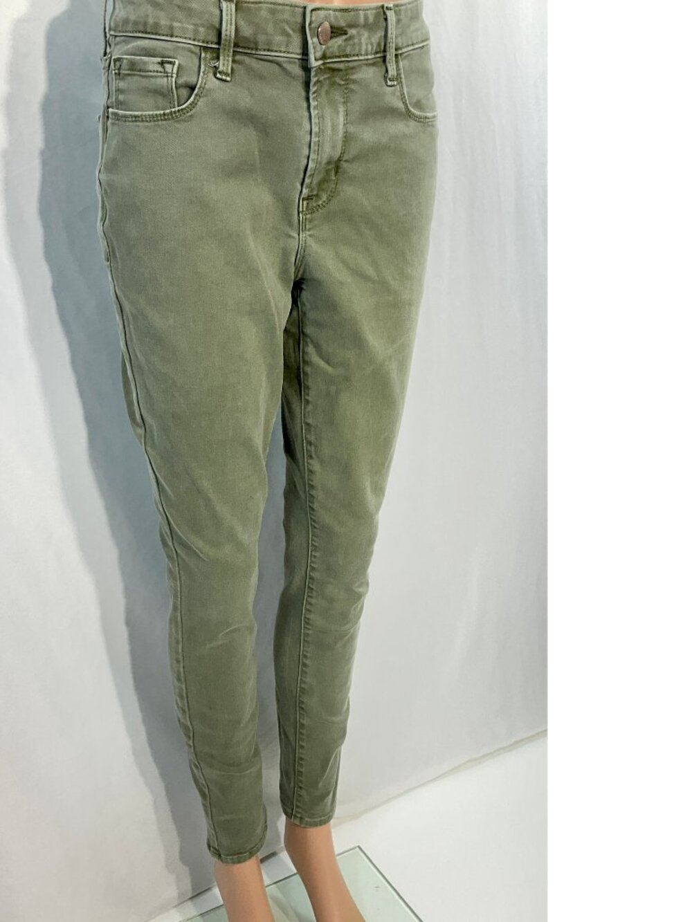 Old Navy Sz 8 Rockstar Mid-Rise Olive Green Jeans Womens Denim